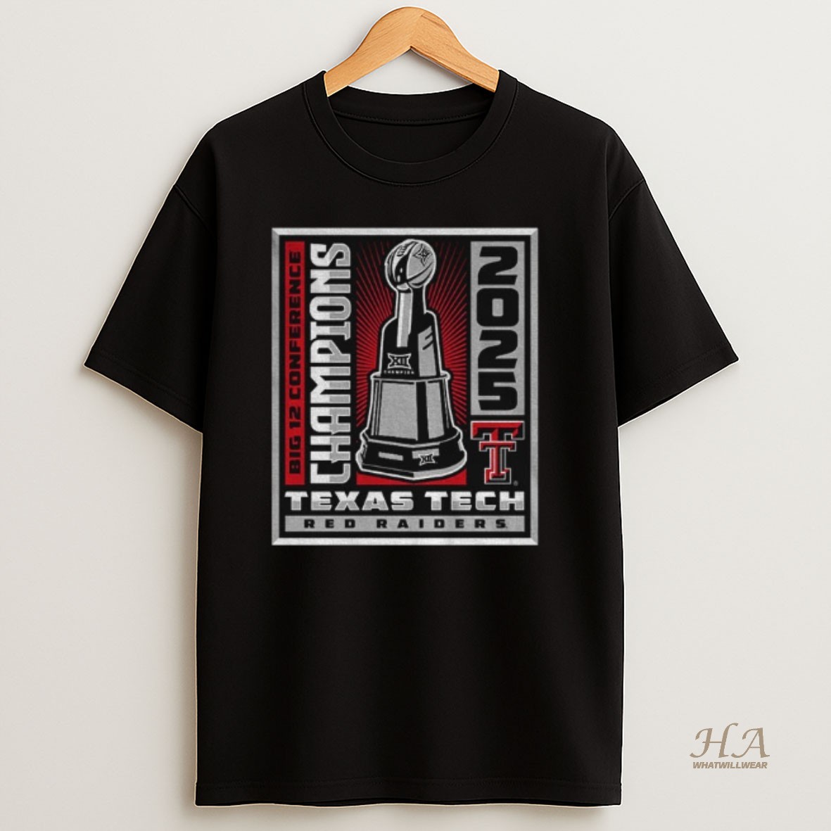 Official Texas Tech Red Raiders Winner Win Trophy Big 12 Cfp Champion T Shirt