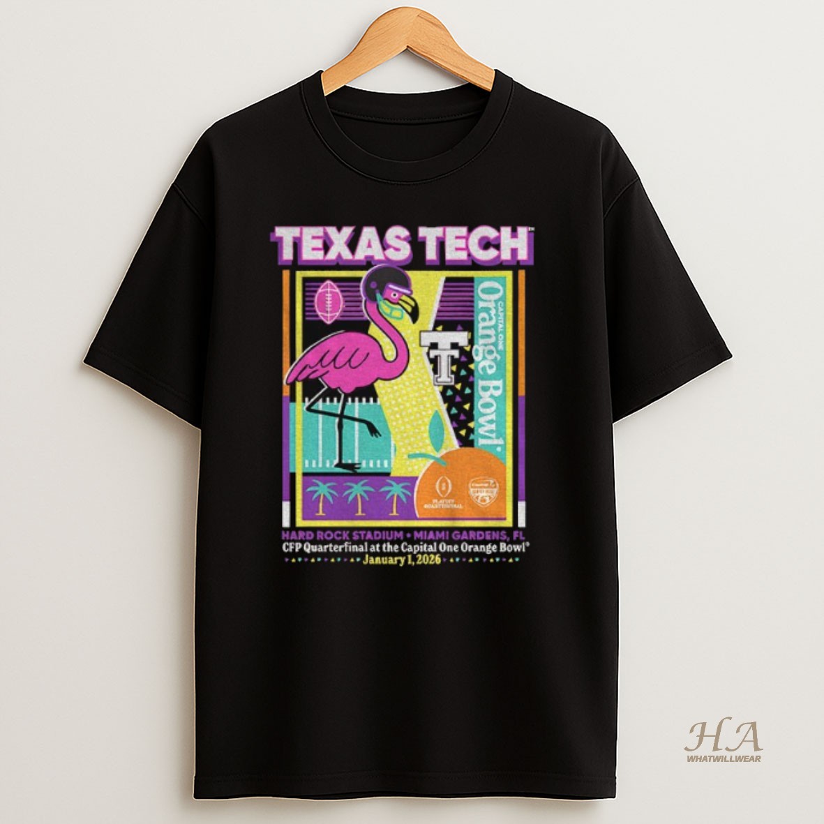 Official Texas Tech Red Raiders Football 2025 Cfp Orange Bowl Hard Rock Stadium Miami Gardens Shirt