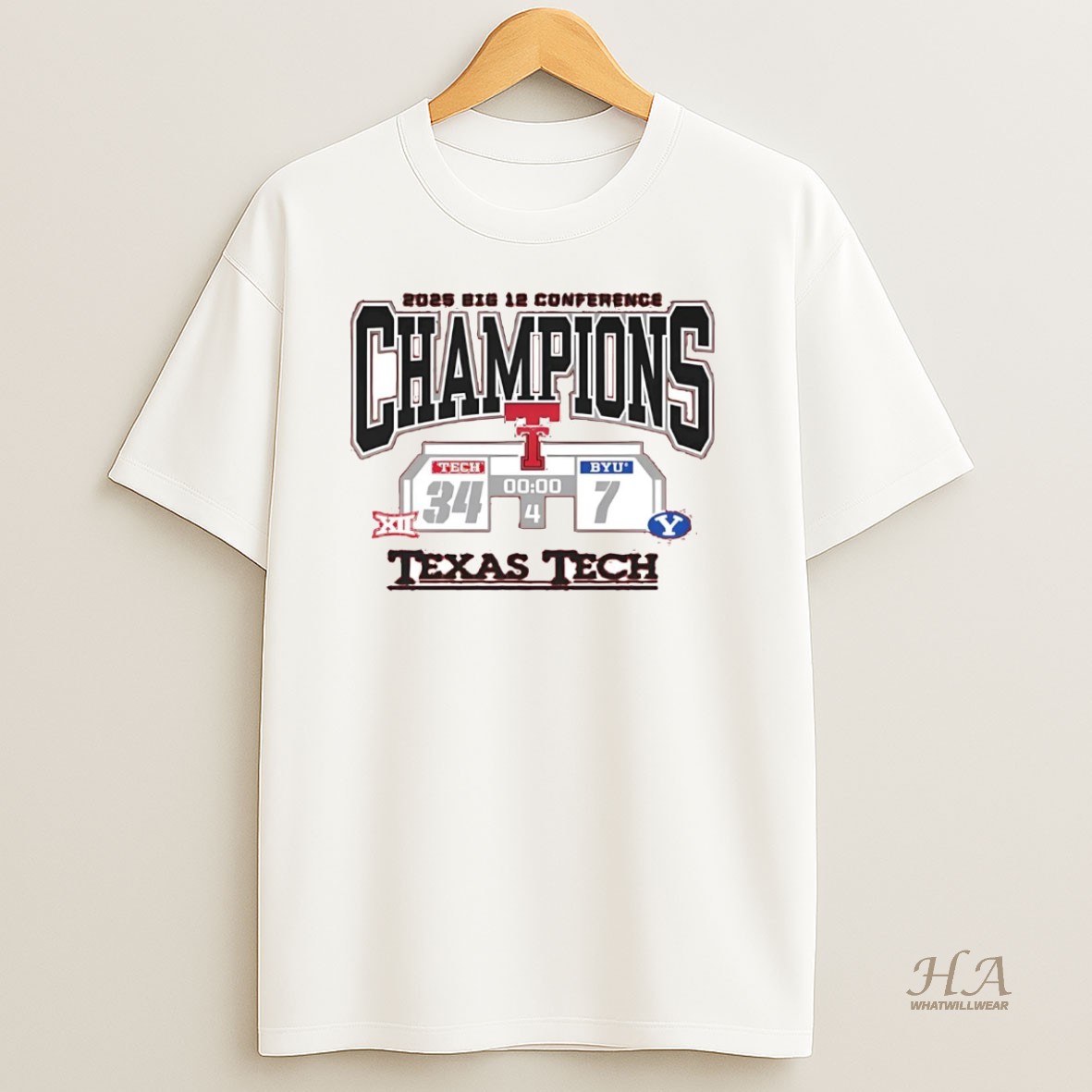 Official Texas Tech Red Raiders Vs Byu Cougars Big 12 Conference Champions Score 2025 T Shirt