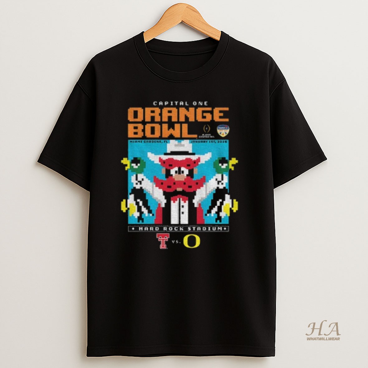 Official Texas Tech Red Raiders Vs Oregon Ducks 2025 Orange Bowl Capital One 8bit T Shirt