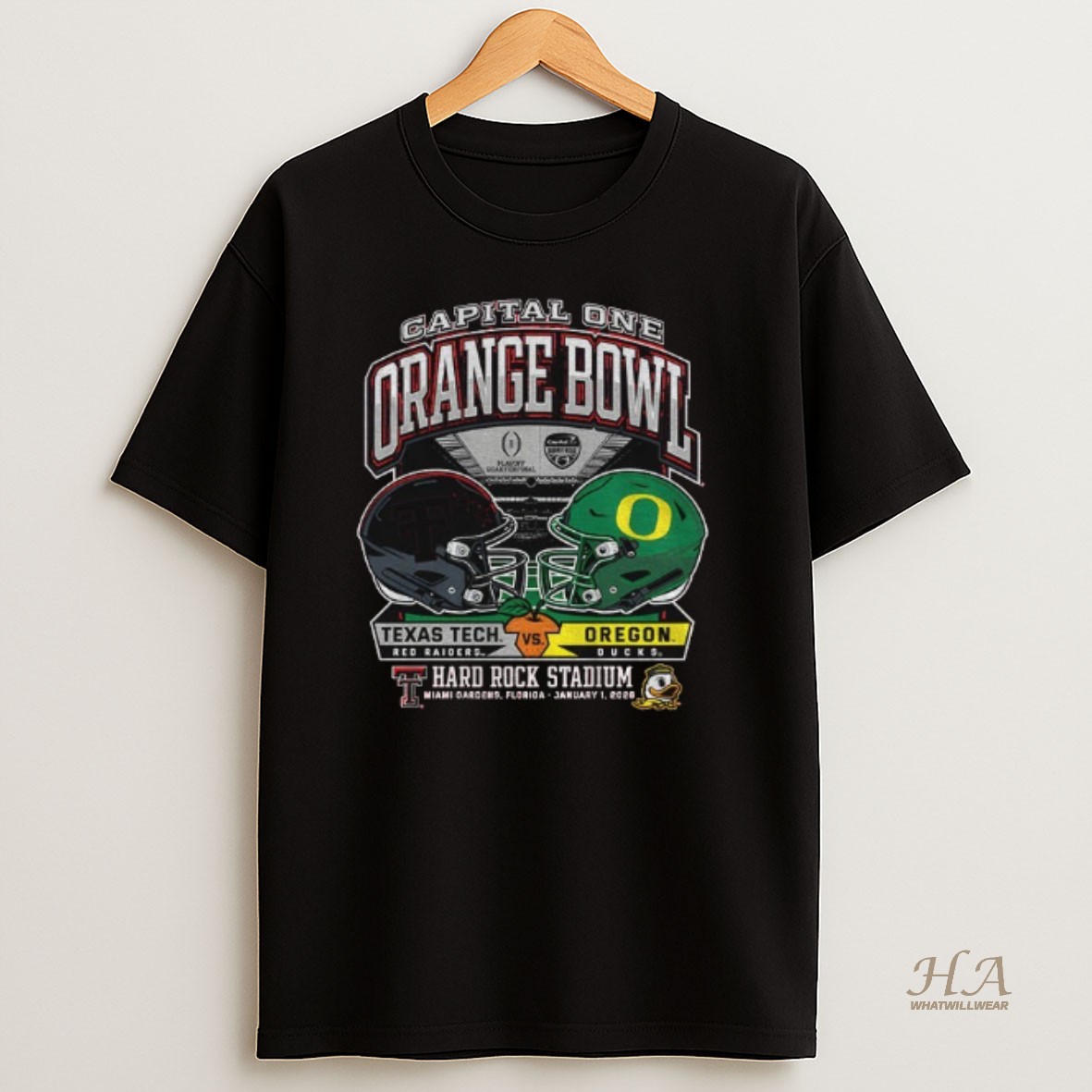 Official Texas Tech Red Raiders Vs Oregon Ducks Capital One Orange Bowl Hard Rock Stadium T Shirt