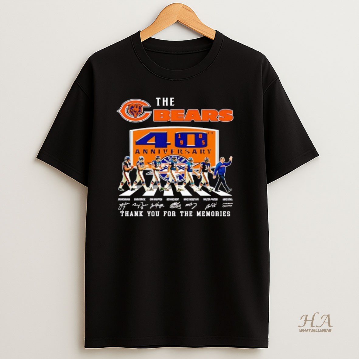 Official The Chicago Bears 40 Anniversary 1985 Thank You For The Memories Players Road And Signature T Shirt
