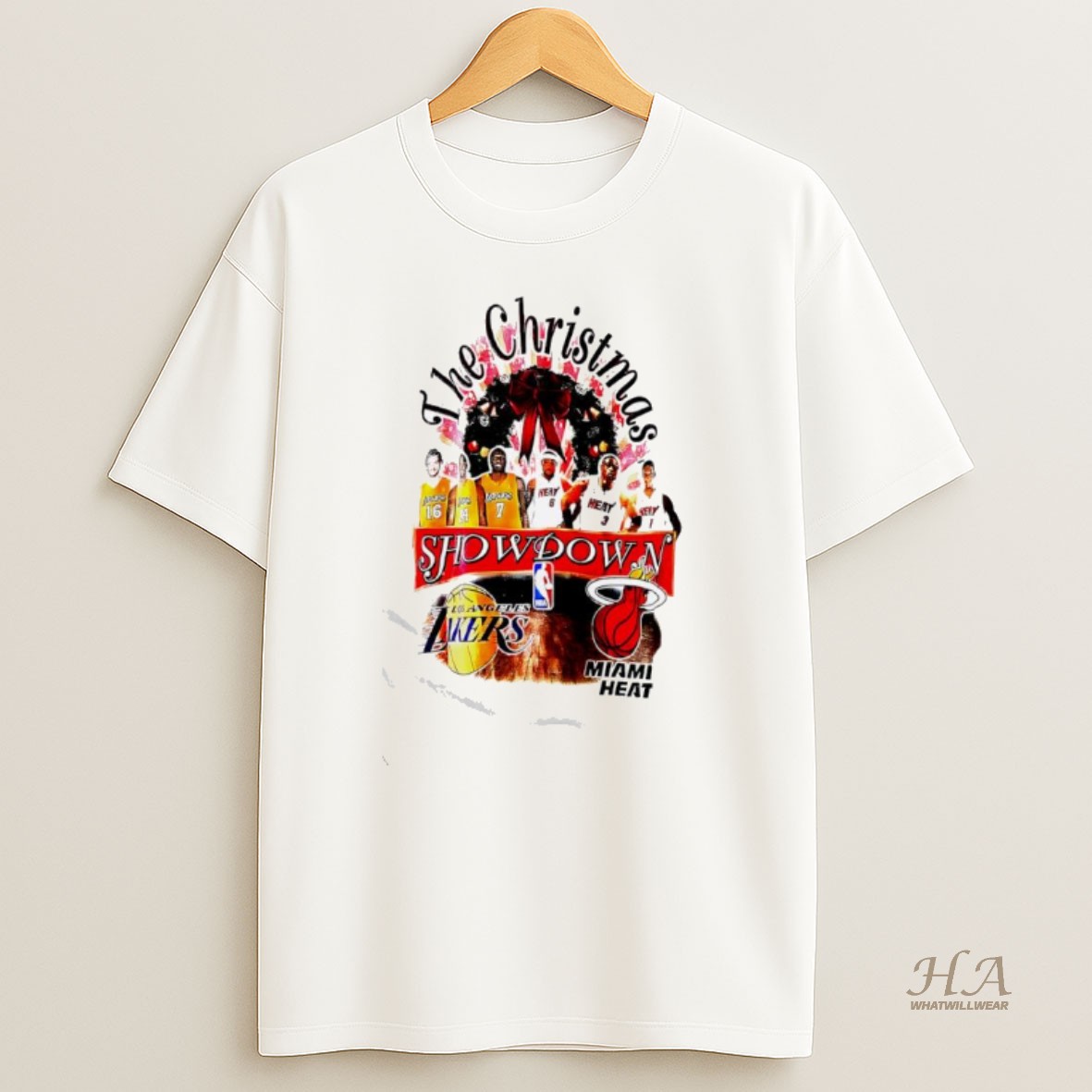 Official The Christmas Showdown Los Angeles Lakers And Miami Heat Basketball Teams Graphic T Shirt