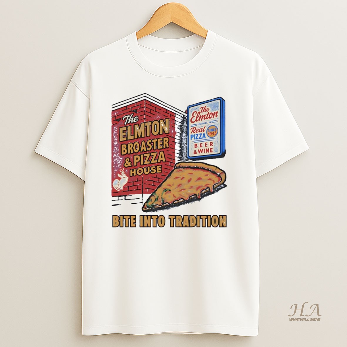 Official The Elmton Broasted And Pizza House Bite Into Tradition Shirt