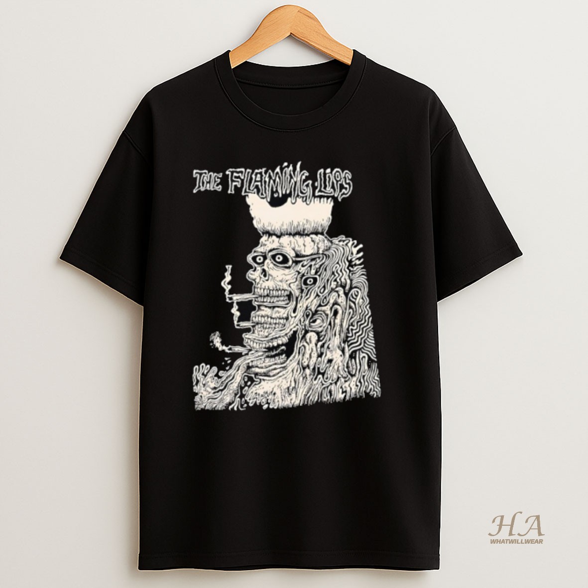 Official The Flaming Lips Band Skeleton Smoking T Shirt