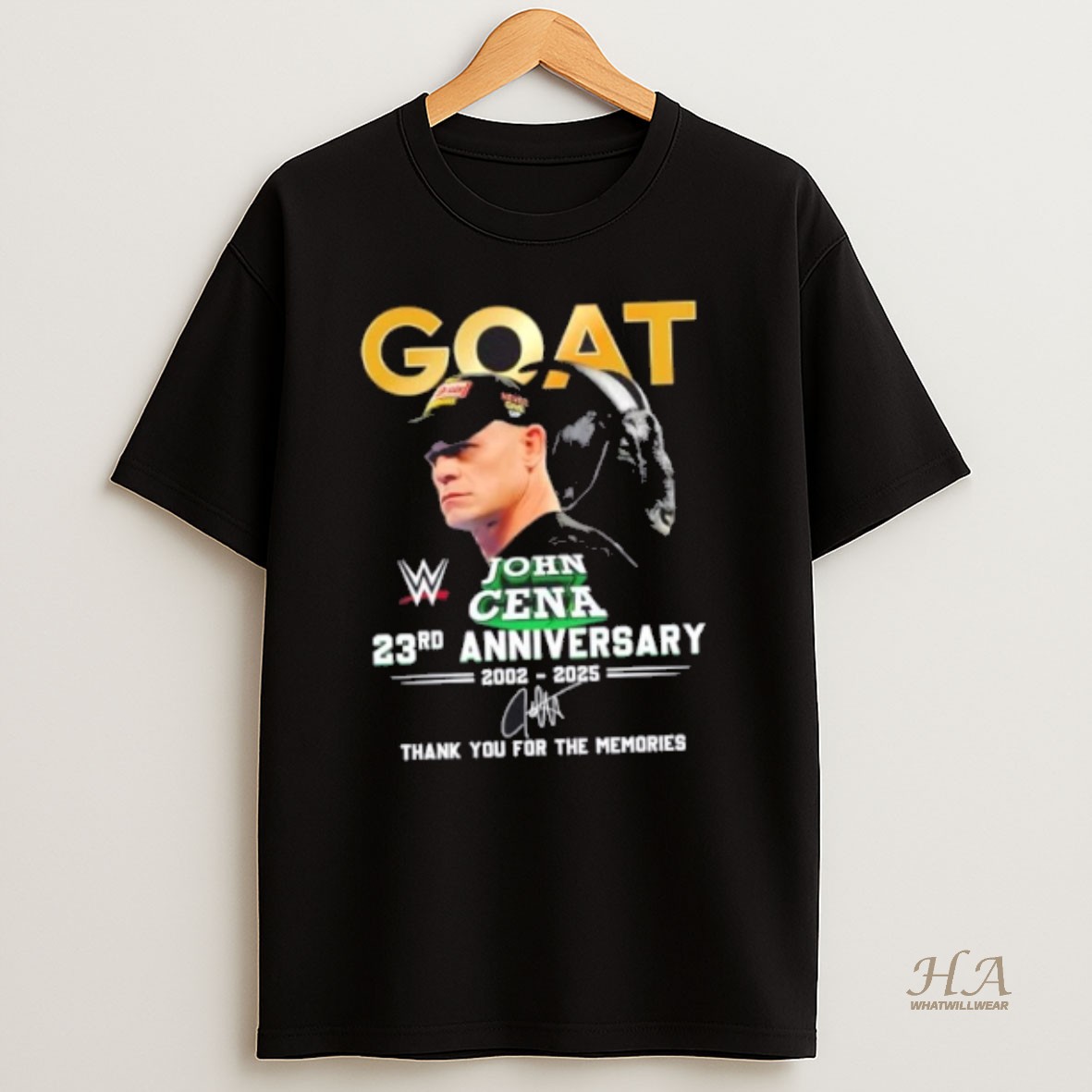 Official The Goat John Cena 23rd Anniversary 2002 2025 Thank You For The Memories Signature T Shirt