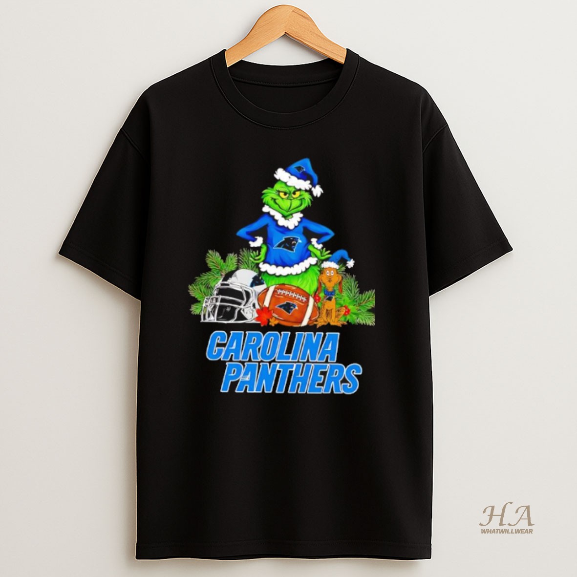 Official The Grinch And Max Carolina Panthers Christmas Helmet Items T Shirt