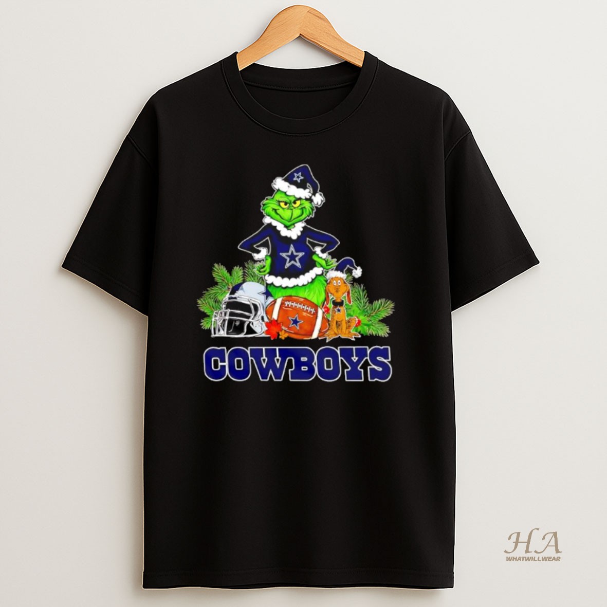 Official The Grinch And Max Dallas Cowboys Christmas Helmet Items T Shirt