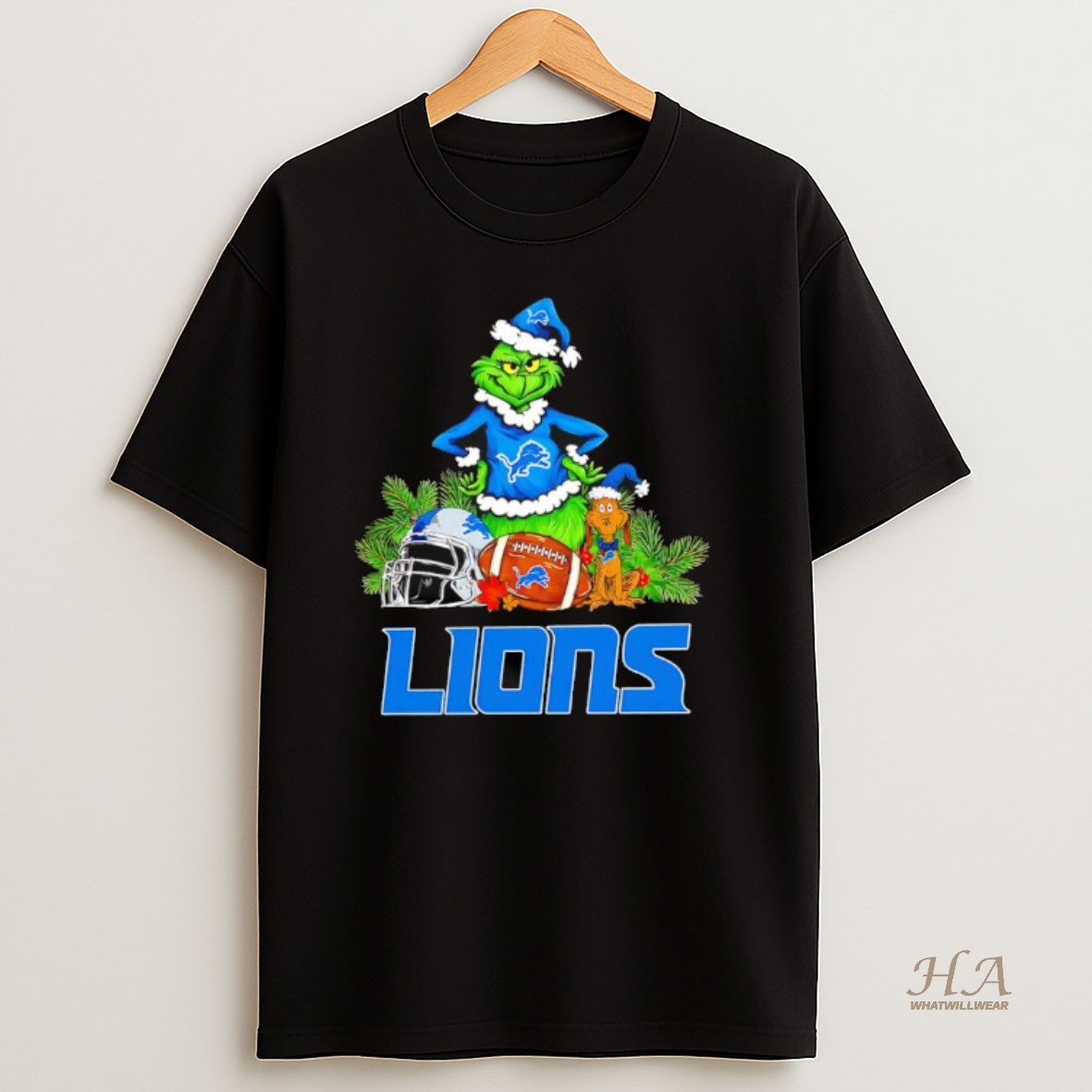 Official The Grinch And Max Detroit Lions Christmas Helmet Items T Shirt