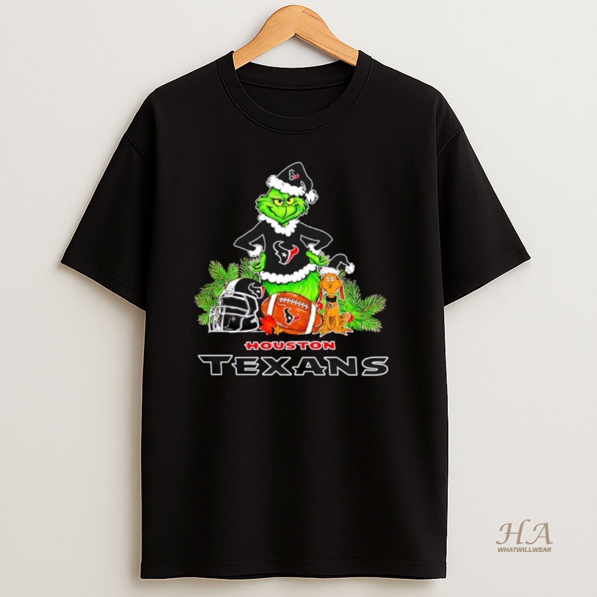 Official The Grinch And Max Houston Texans Christmas Helmet Items T Shirt