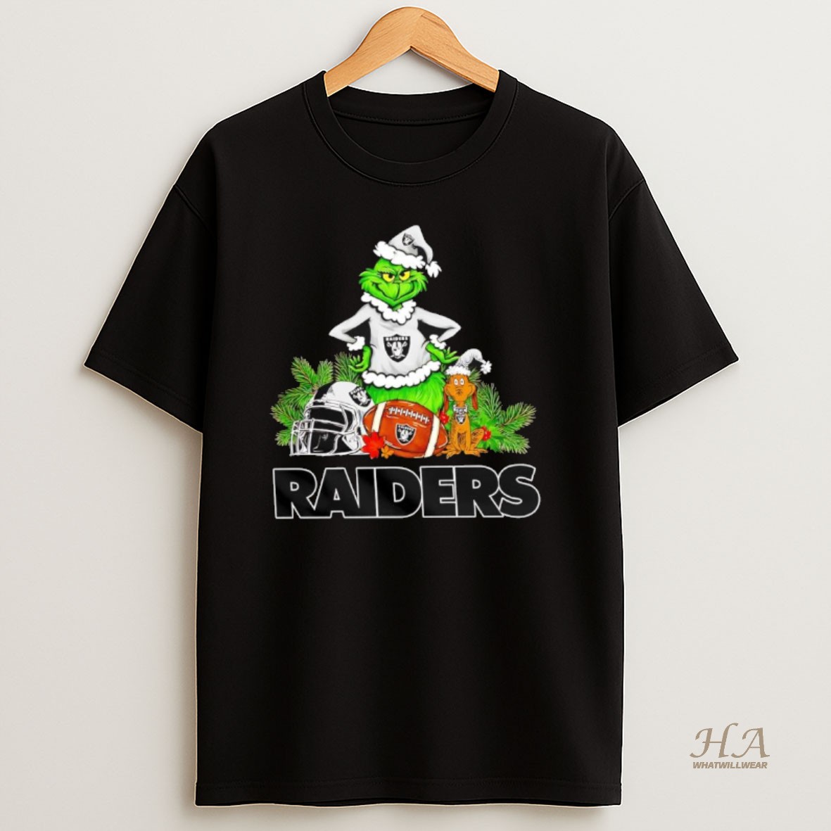 Official The Grinch And Max Las Vegas Raiders Christmas Helmet Items T Shirt