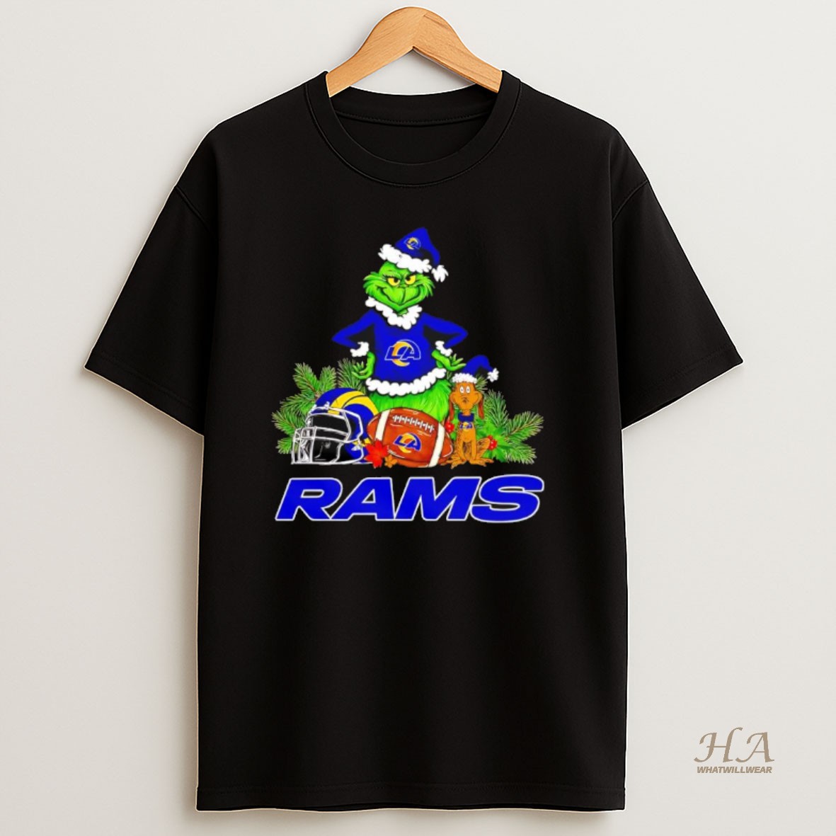Official The Grinch And Max Los Angeles Rams Christmas Helmet Items T Shirt