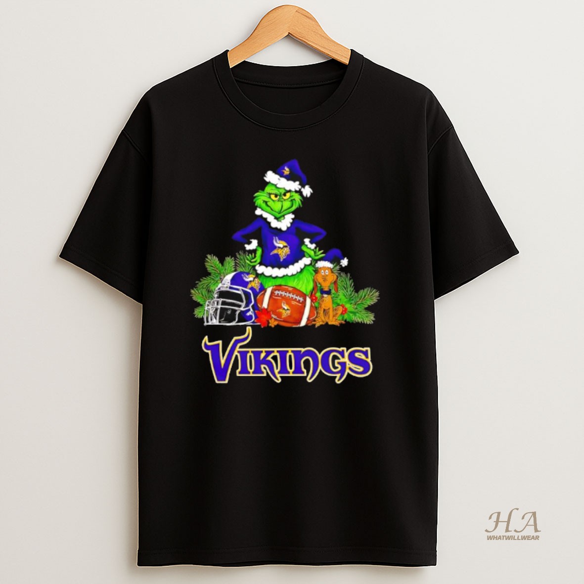 Official The Grinch And Max Minnesota Vikings Christmas Helmet Items T Shirt