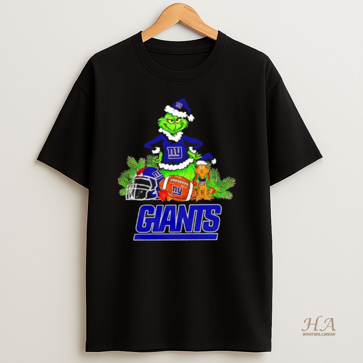 Official The Grinch And Max New York Giants Christmas Helmet Items T Shirt