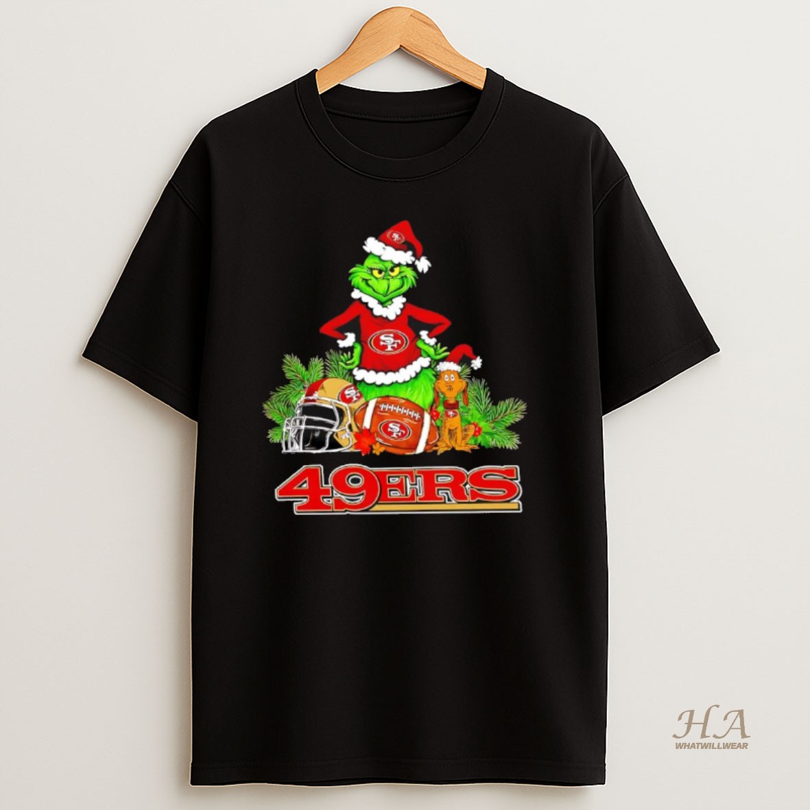 Official The Grinch And Max San Francisco 49ers Christmas Helmet Items T Shirt