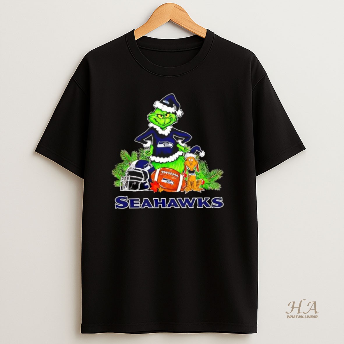 Official The Grinch And Max Seattle Seahawks Christmas Helmet Items T Shirt