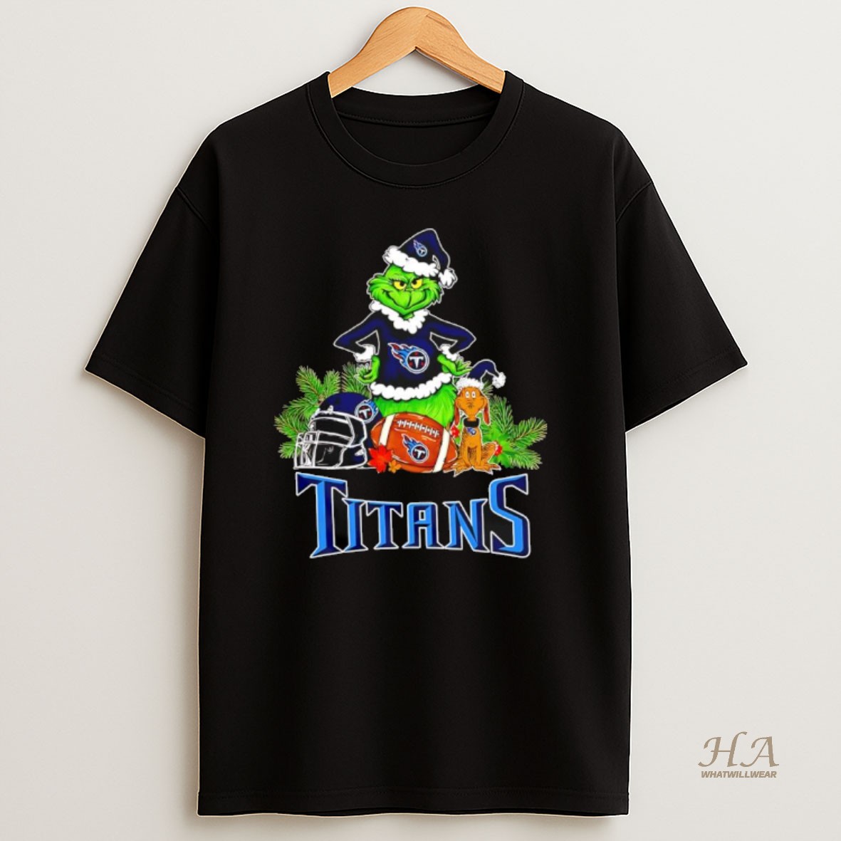 Official The Grinch And Max Tennessee Titans Christmas Helmet Items T Shirt