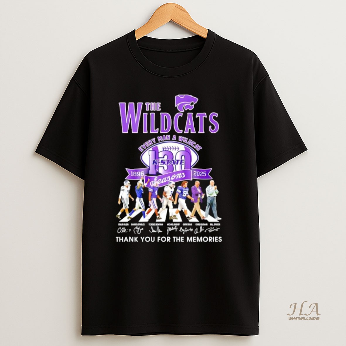 Official The Kansas State Wildcats Every Man A Wildcat 1896 2025 Signatures Seasons T Shirt