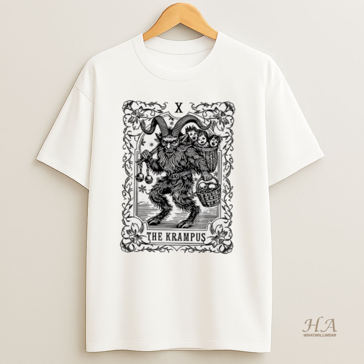 Official The Krampus Tarot Card Goth Occult Christmas T Shirt