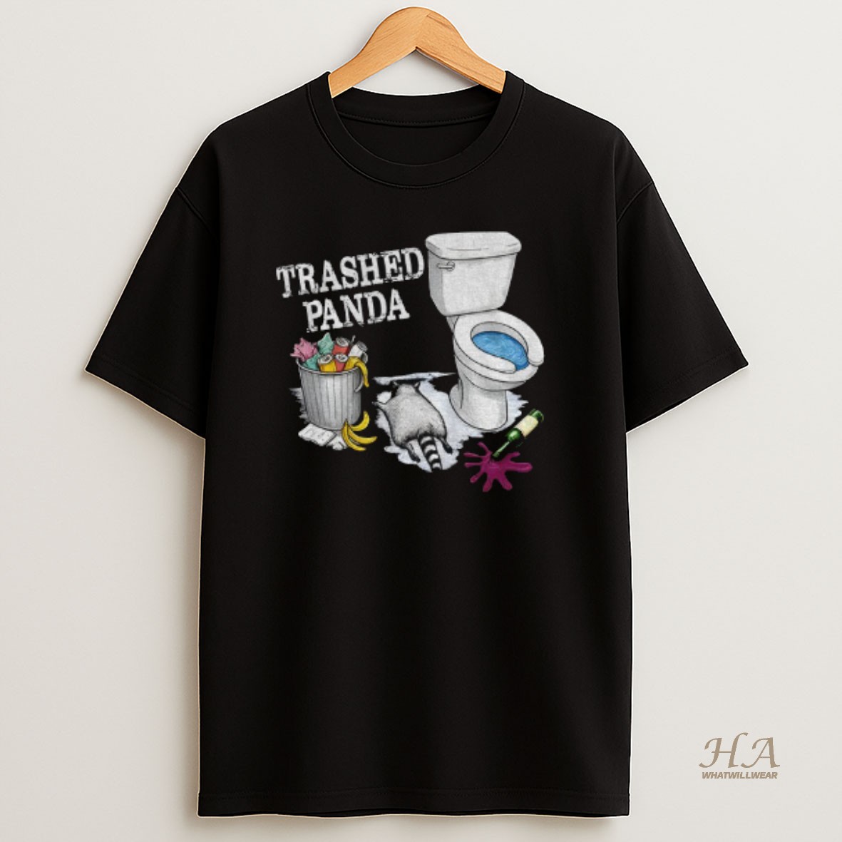 Official Trashed Panda Funny Drunk Raccoon Party Animal Joke Graphic T Shirt