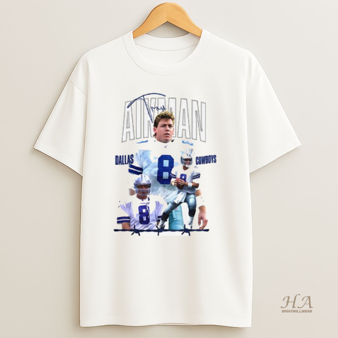 Official Troy Aikman Dallas Cowboys Football Legend Graphic Signature T Shirt