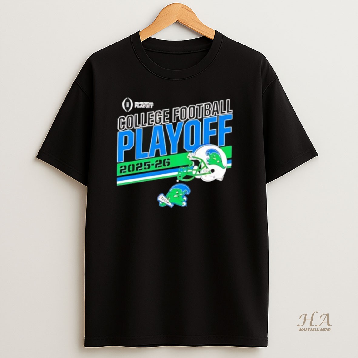 Official Tulane Green Wave 2025 2026 College Football Playoff Stripe Helmet Shirt