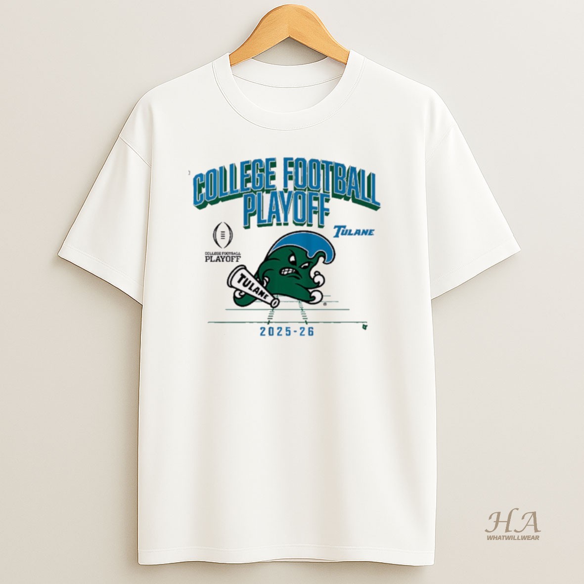 Official Tulane Green Wave Football 2025 26 Cfp Mascot Shirt