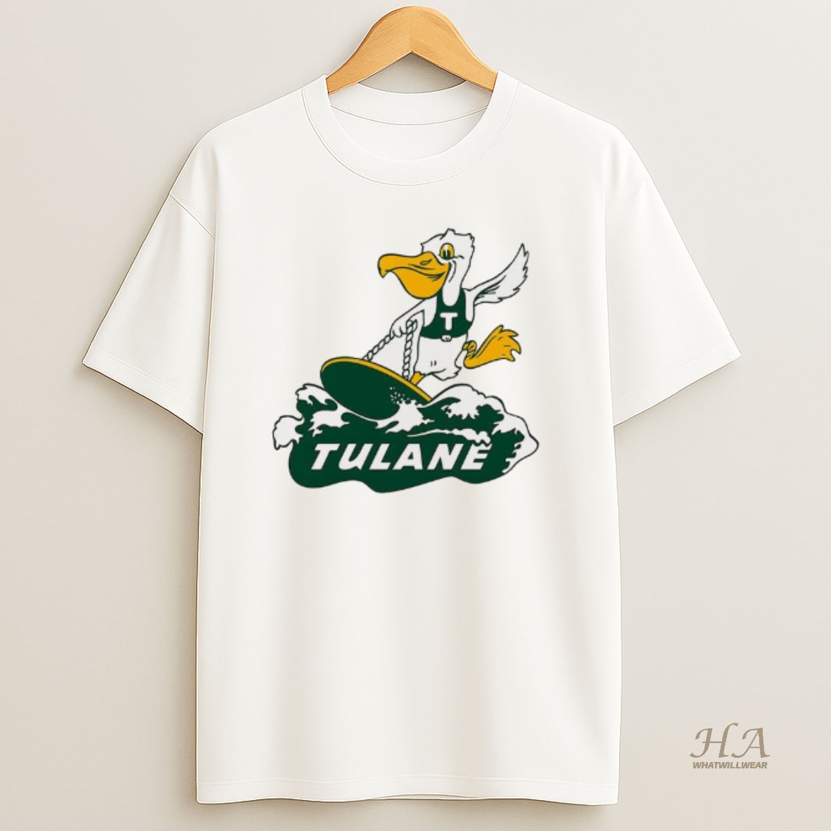 Official Tulane Green Wave Surfing Mascot T Shirt