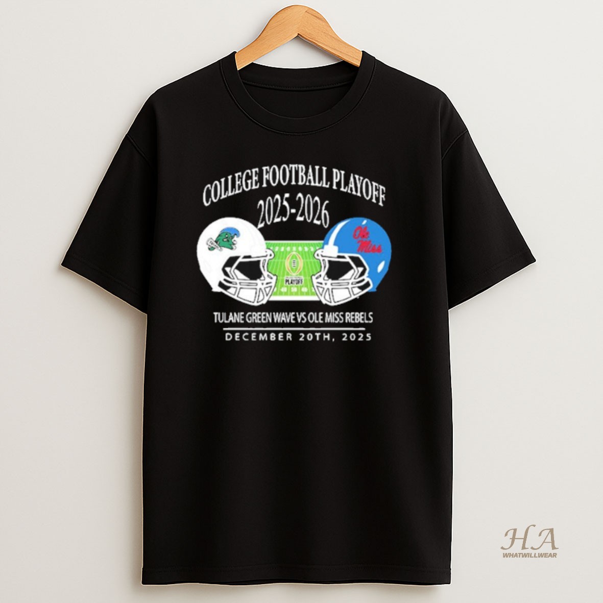 Official Tulane Green Wave Vs Ole Miss Rebels 2025 2026 College Football Playoff Matchup T Shirt