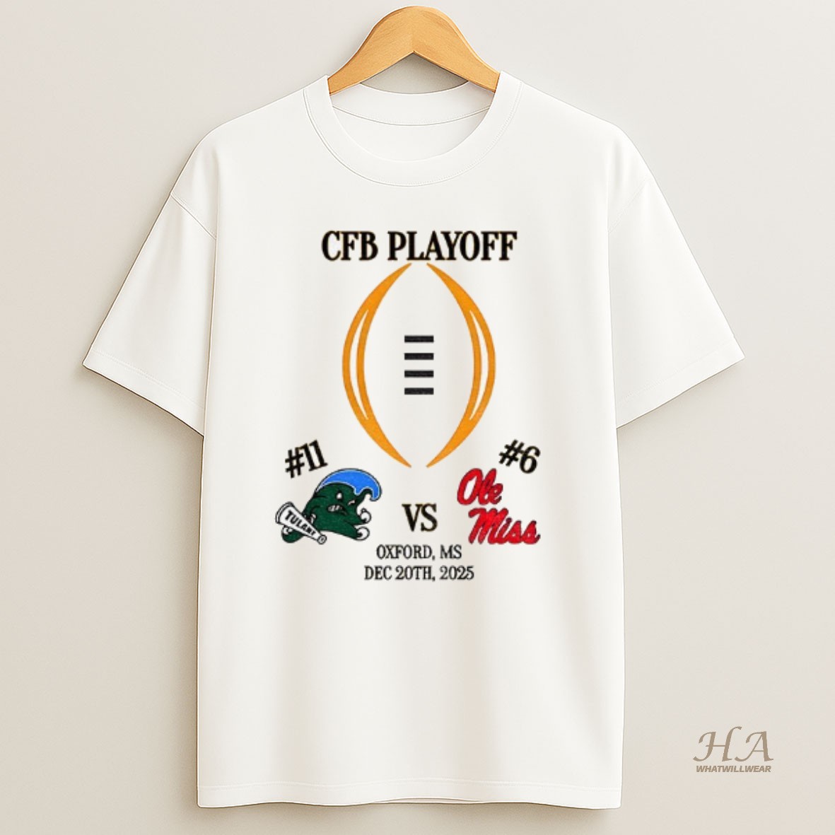 Official Tulane Green Wave Vs Ole Miss Rebels 2025 College Football Playoff Matchup Shirt