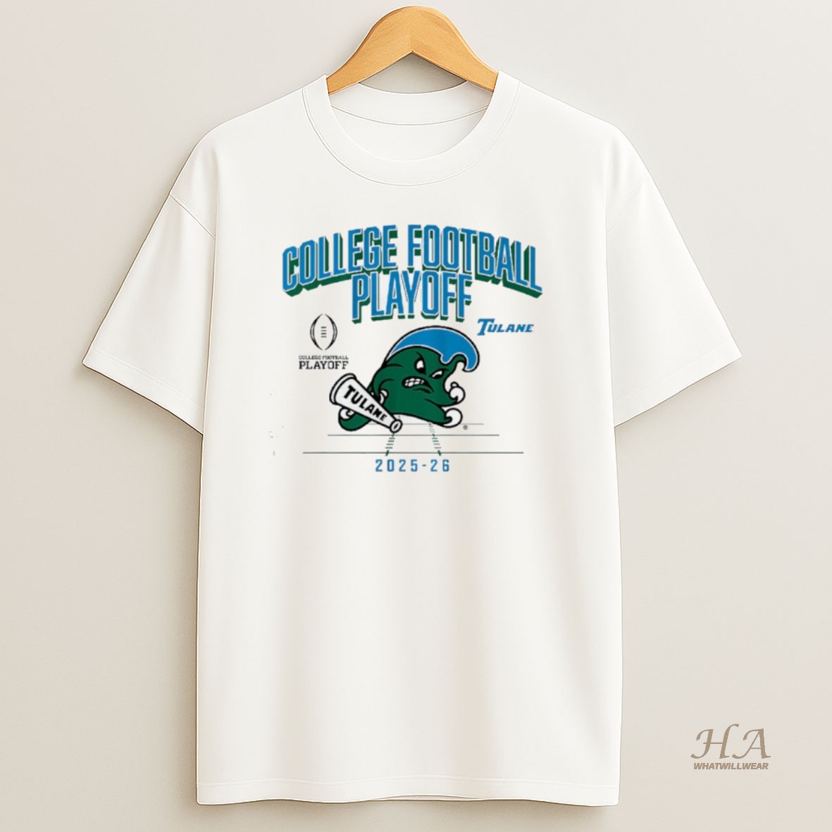 Official Tulane Green Wave Football 2025 Cfb Playoff Mascot Shirt