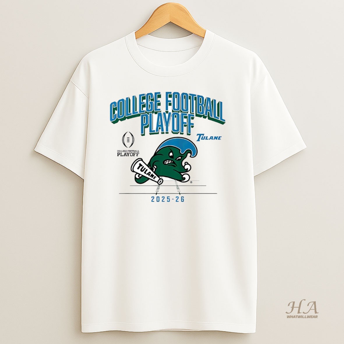 Official Tulane Green Wave Mascot 2025 26 College Football Playoff Shirt