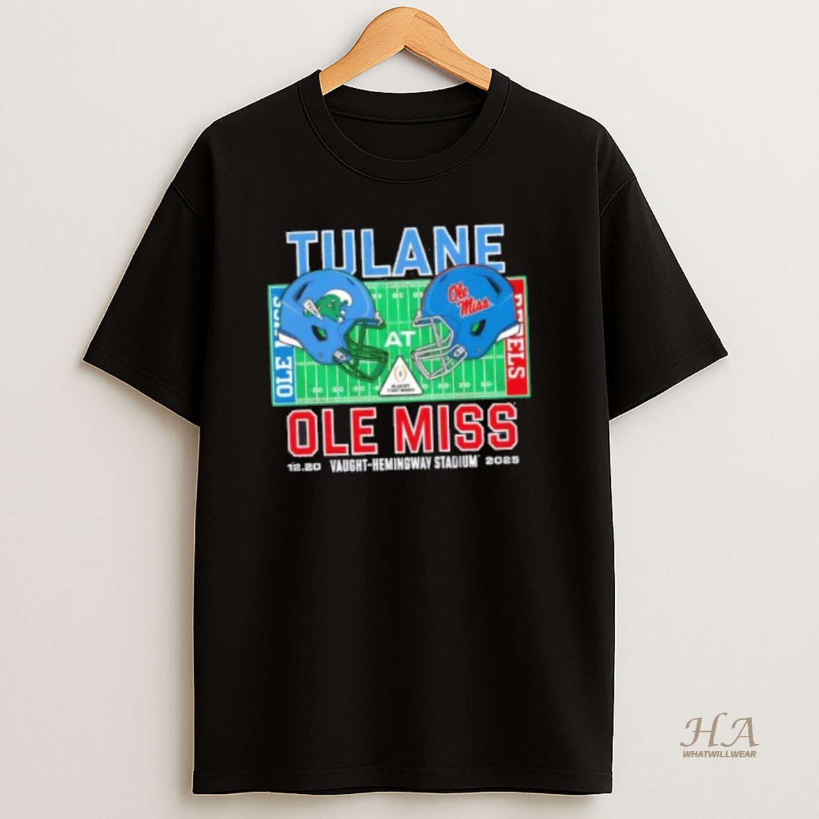 Official Tulane Vs Ole Miss 2025 College Football Helmets Playoff T Shirt