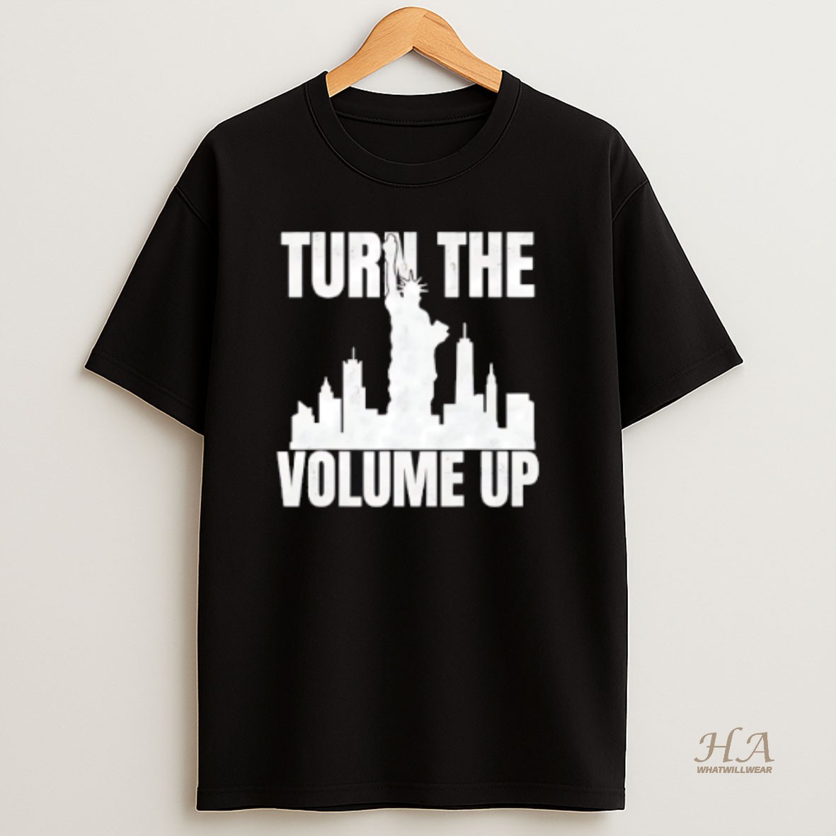 Official Turn The Volume Up Donald Trump Ny Skyline T Shirt