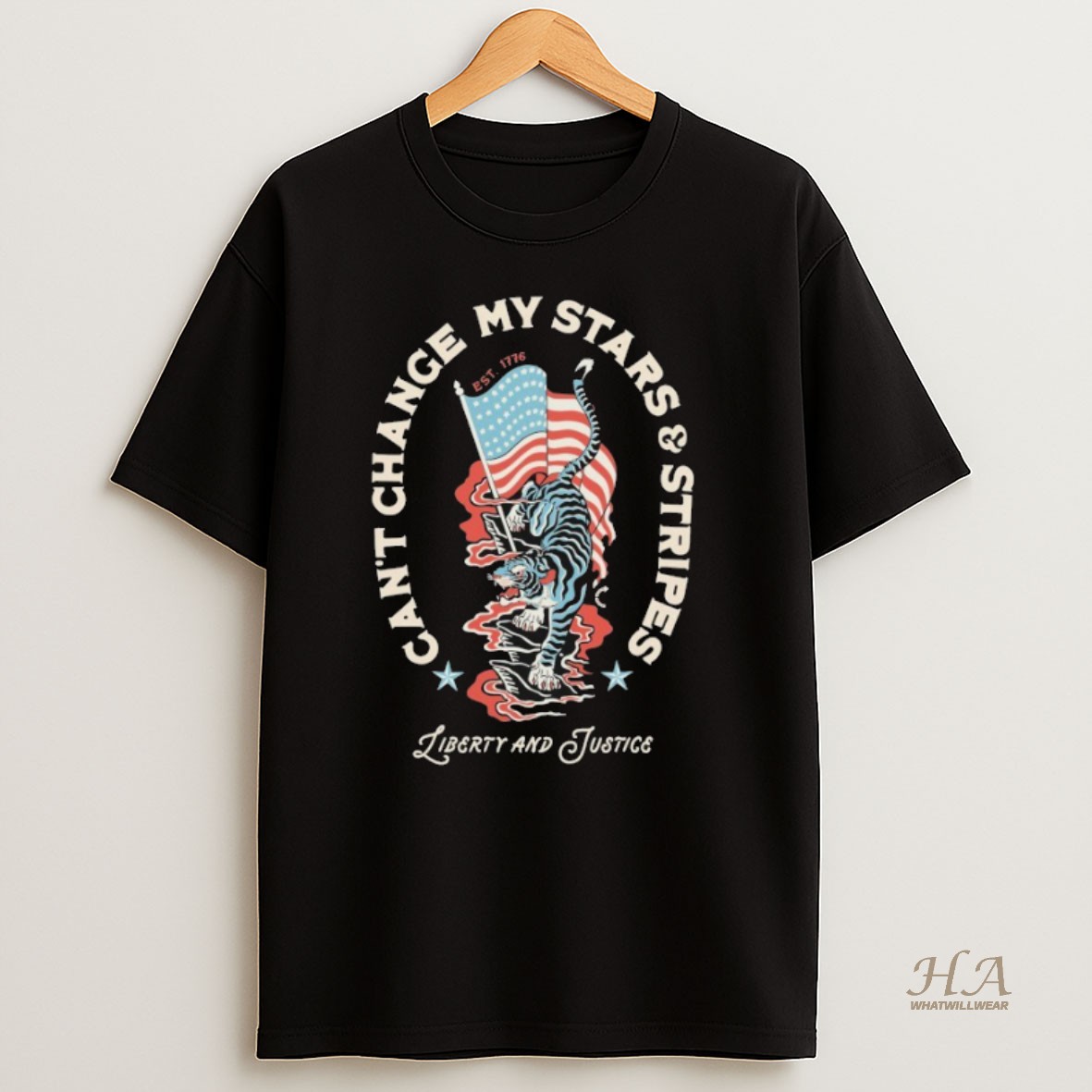 Official Turning Point Usa Cant Change My Stars And Stripes Liberty And Justice Est 1776 American Flag T Shirt