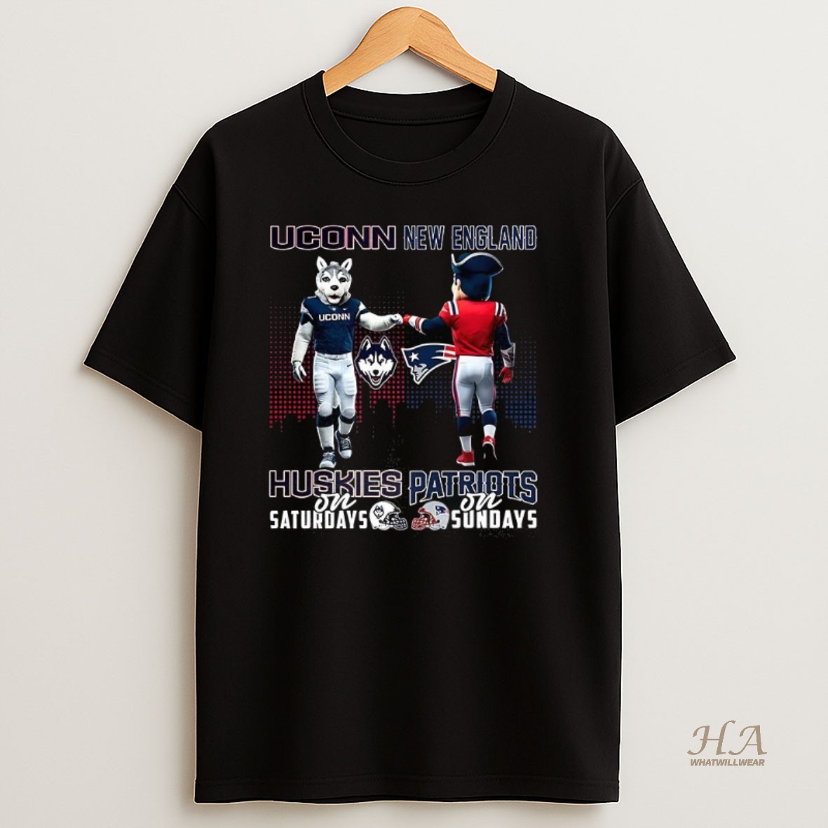 Official Uconn Huskies On Saturdays Vs New England Patriots On Sundays Mascot Shirt