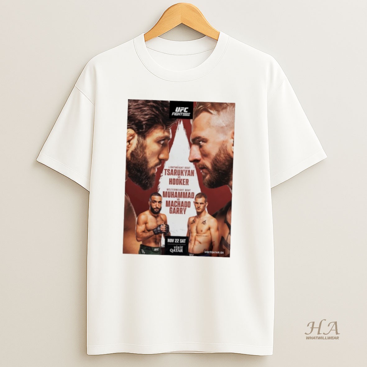 Official Ufc Fight Night Tsarukyan Vs Hooker Autographed Event T Shirt
