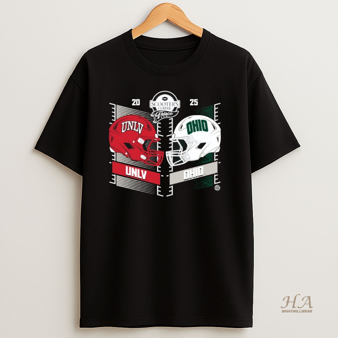 Official Unlv Rebels Vs Ohio Bobcats 2025 Scooters Coffee Frisco Bowl Helmet Shirt