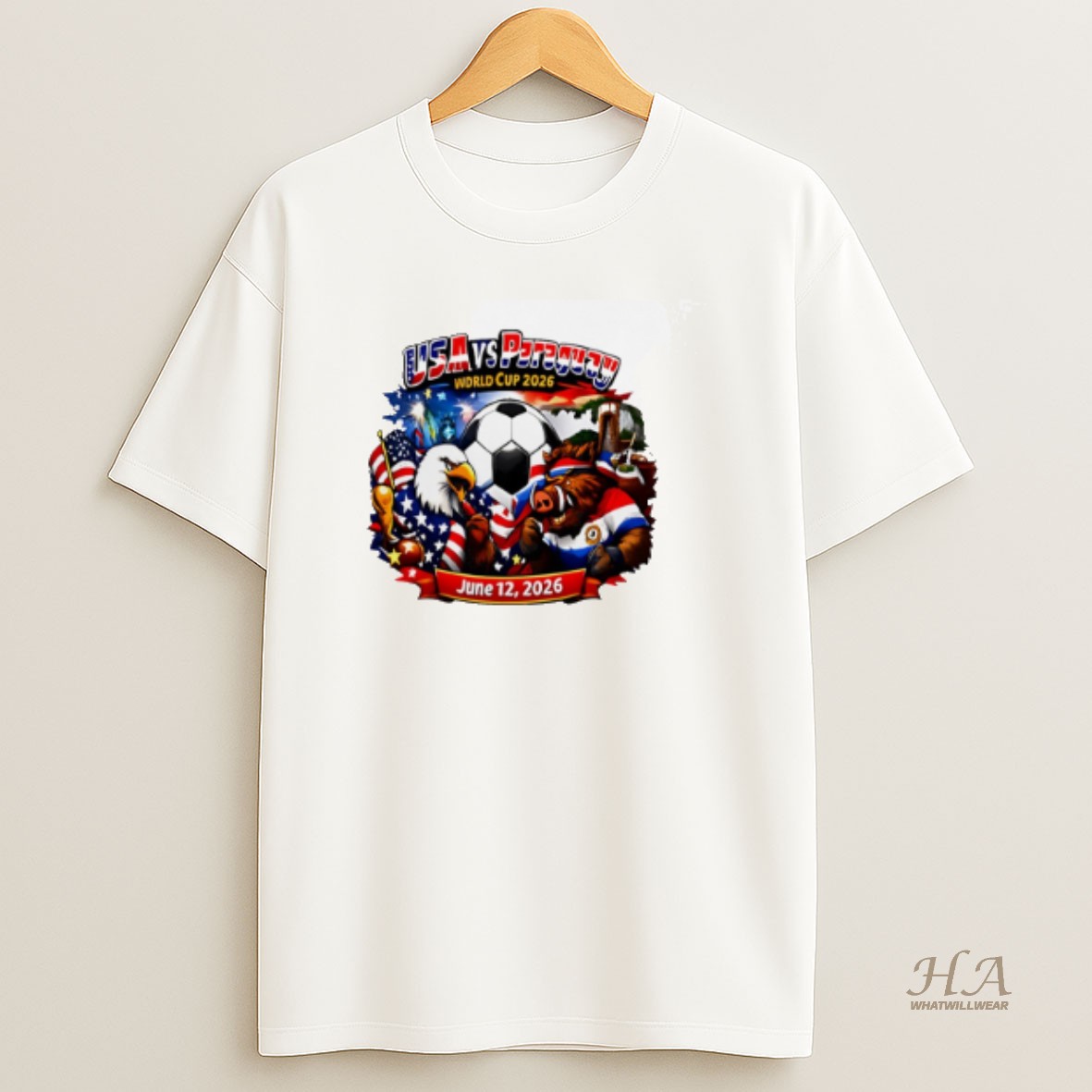 Official Usa Vs Paraguay 2026 World Cup Mascot T Shirt