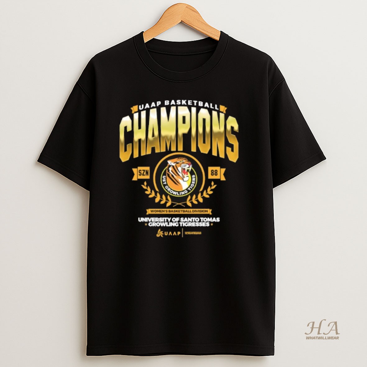 Official Ust Growling Tigers Champions Uaap Basketball Womens Basketball Division University Of Santo Tomas T Shirt