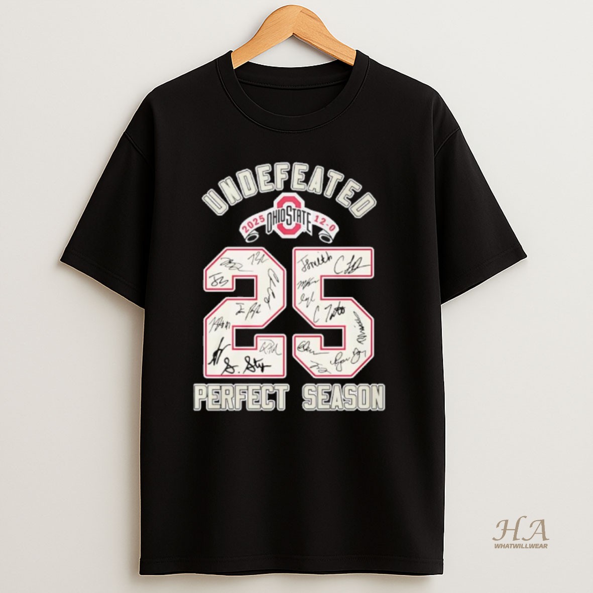 Official Undefeated 2025 Ohio State Buckeyes Perfect Season Signatures T Shirt