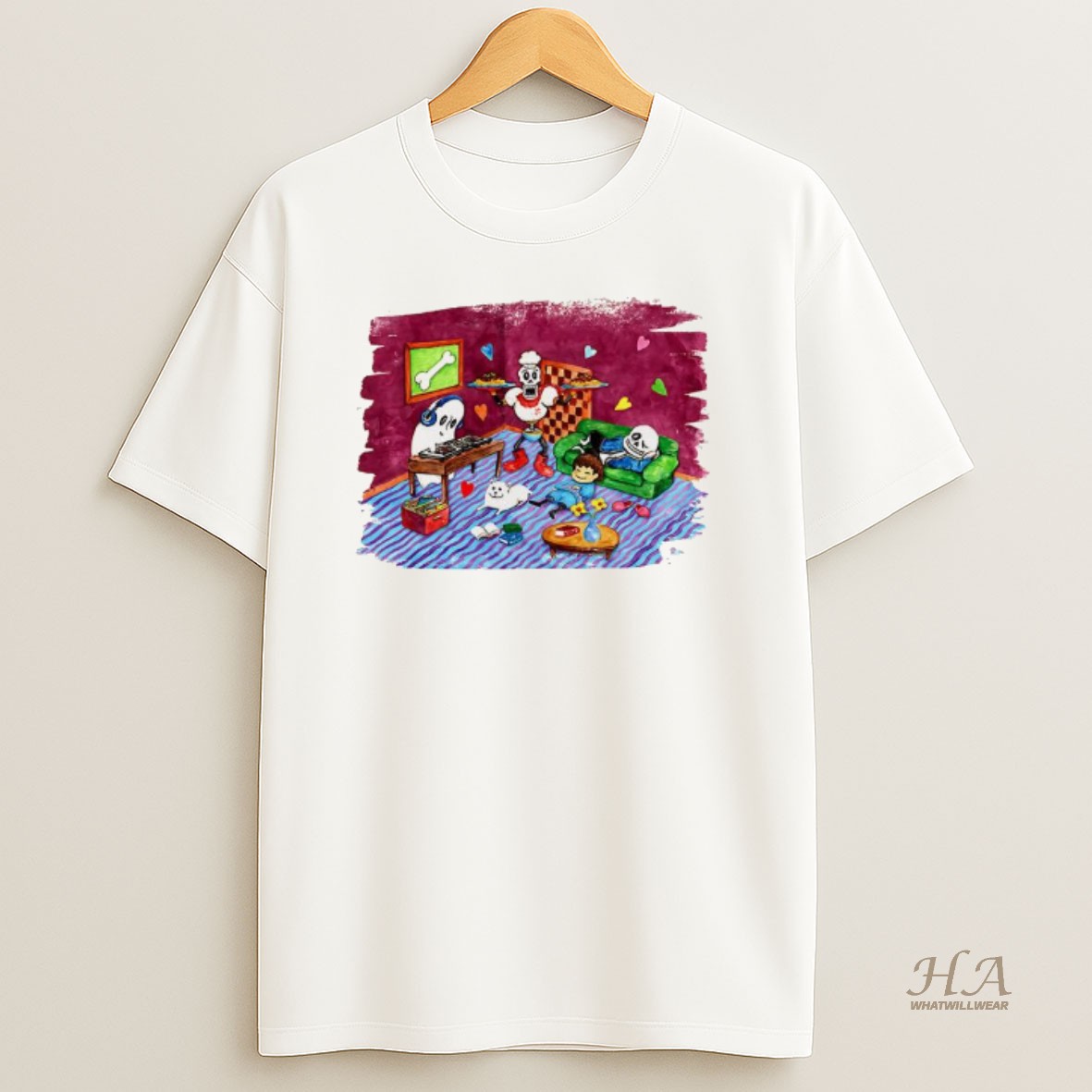 Official Undertale 10th Anniversary Commemorative Chill Arrangement Video Game Character Painting T Shirt