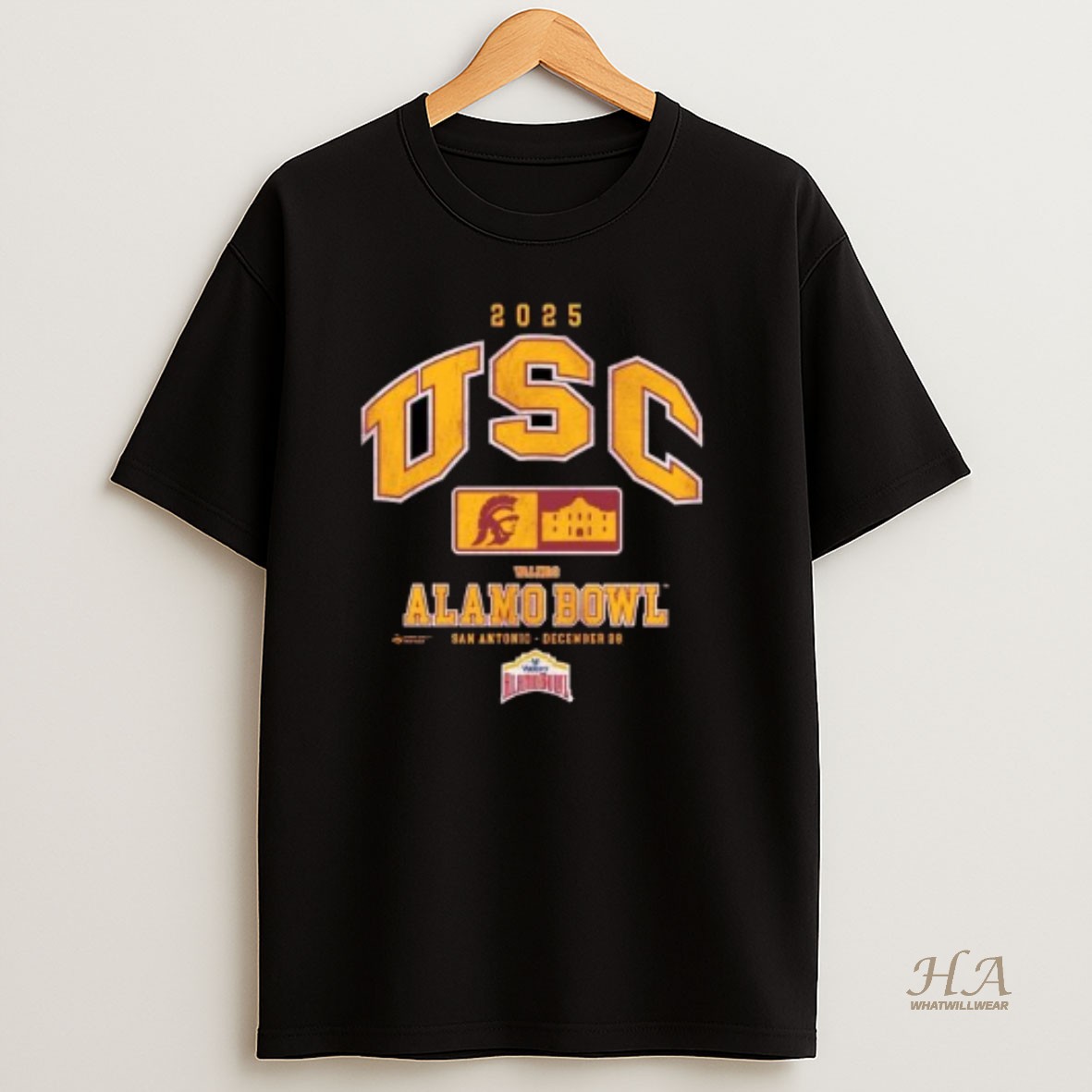 Official Usc Trojans 2025 Valero Alamo Bowl Circle Black T Shirt