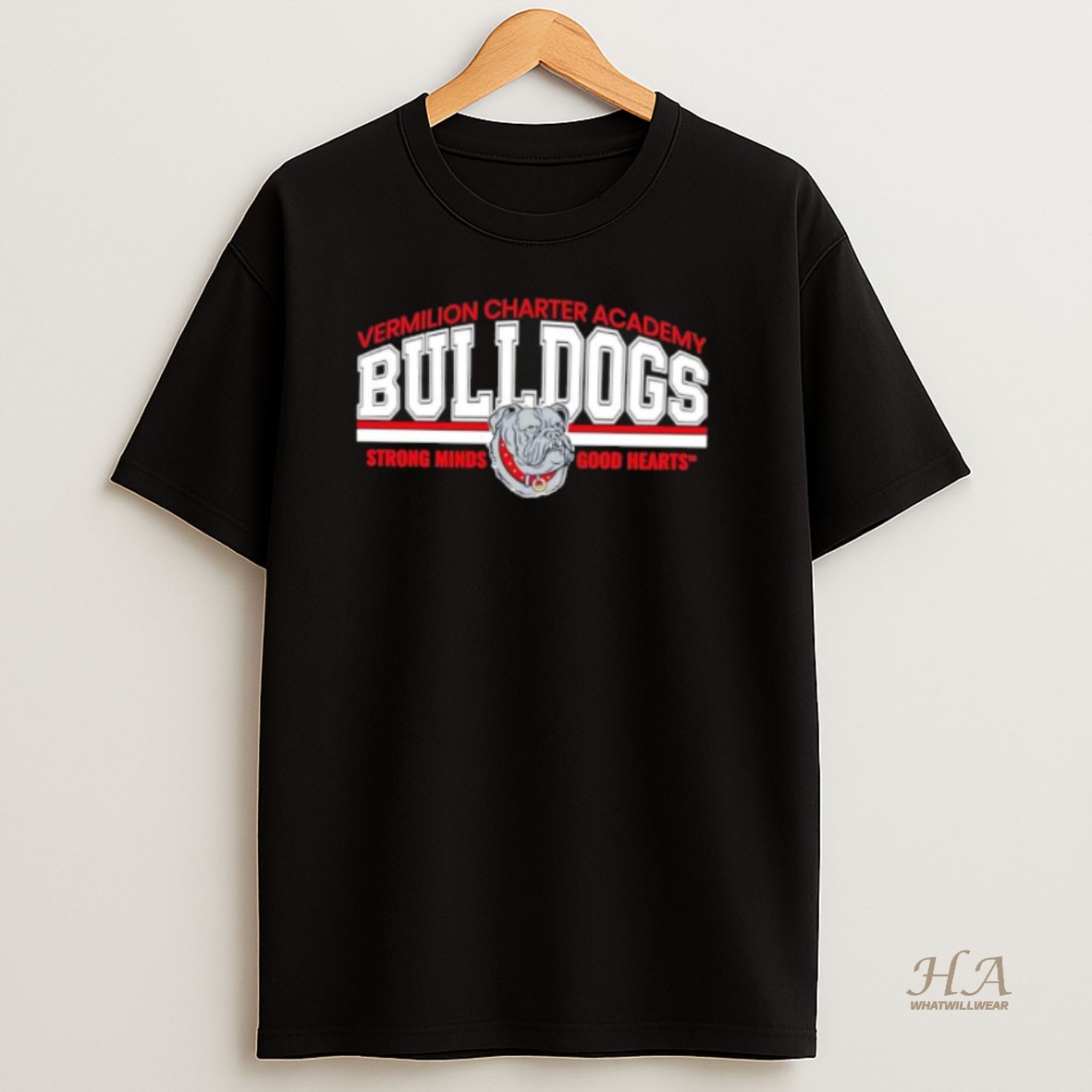 Official Vermilion Charter Academy Bulldogs Strong Minds Good Hearts T Shirt