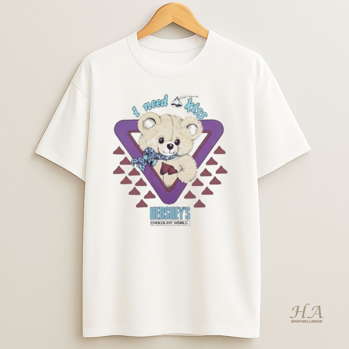 Official Vintage 90s I Need A Kiss Hersheys Kisses Bear T Shirt