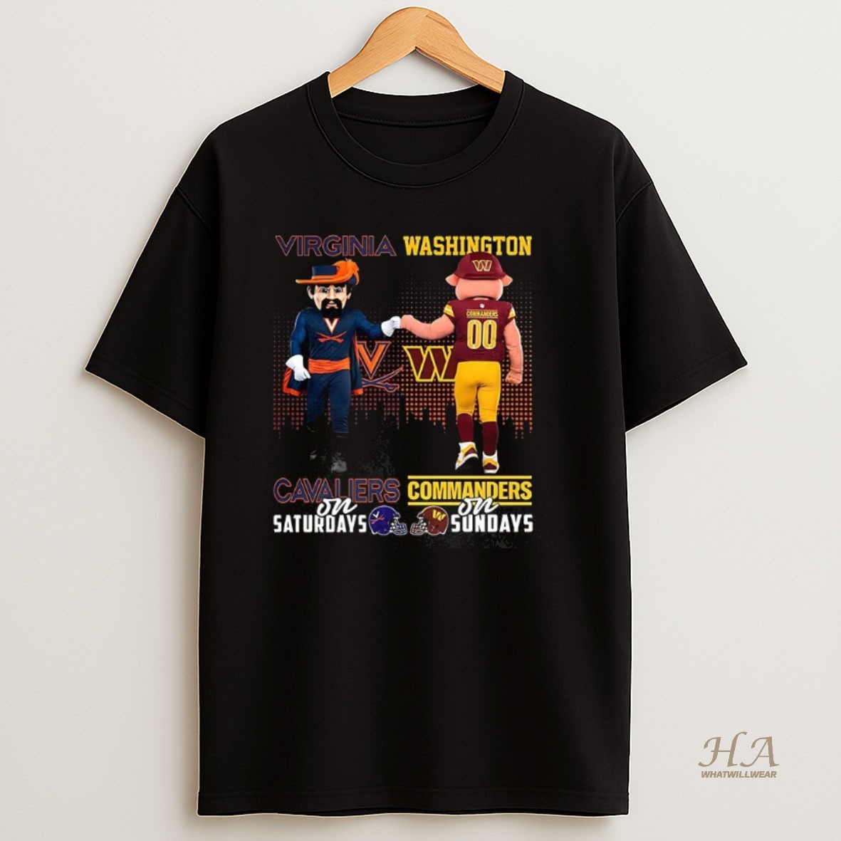 Official Virginia Cavaliers On Saturdays Vs Washington Commanders On Sundays Mascot Shirt
