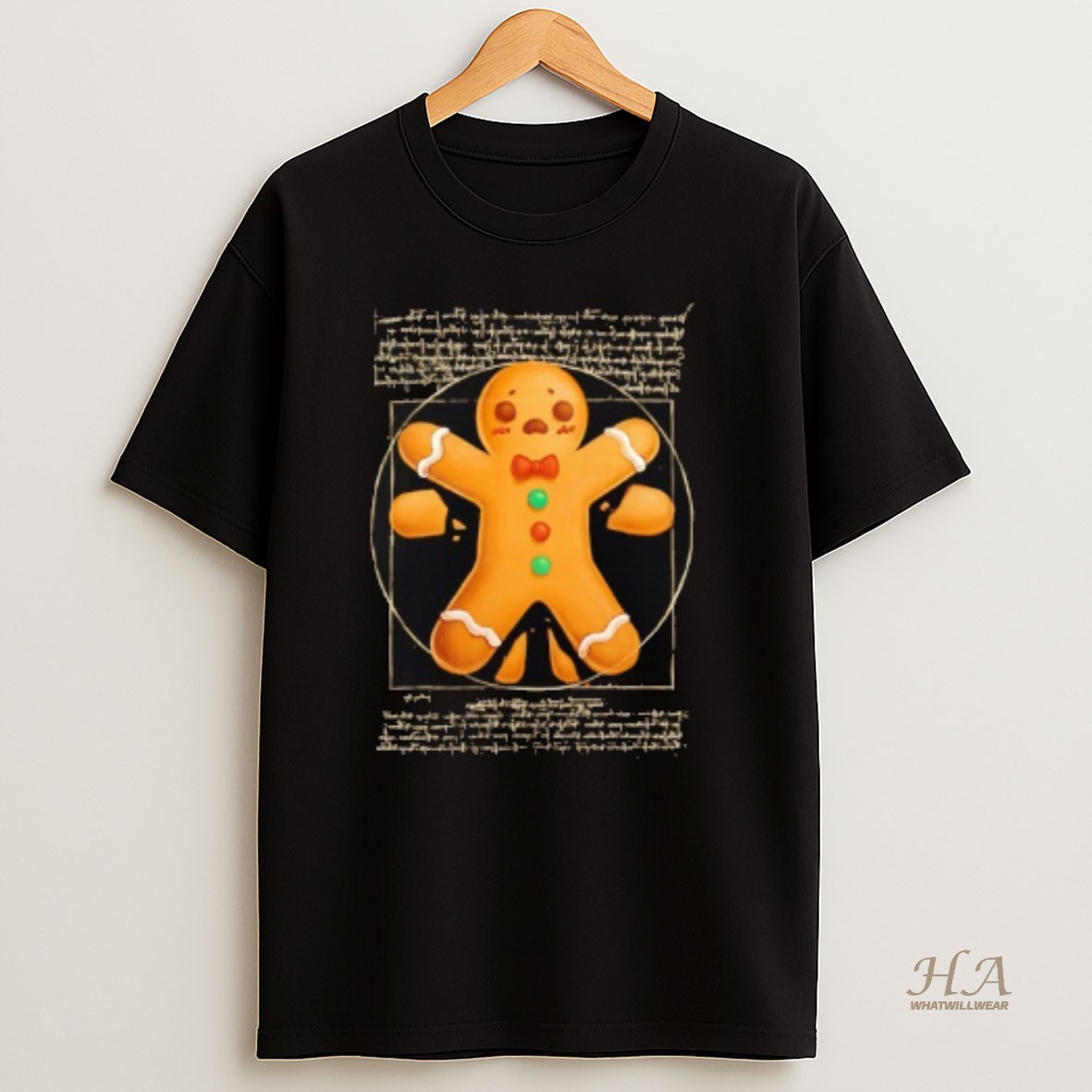 Official Vitruvian Gingerbread Man In Circle T Shirt