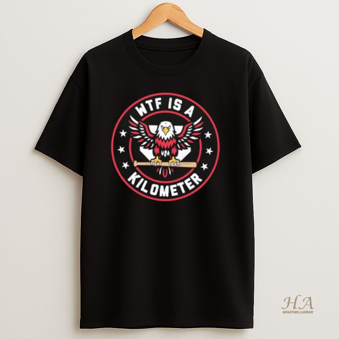Official Wtf Is A Kilometer Red Eagle Logo T Shirt