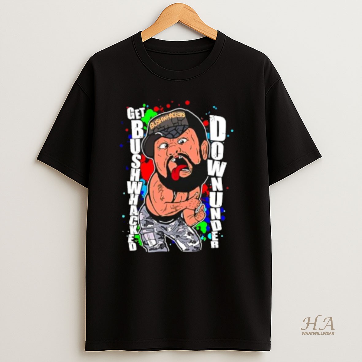 Official Wwe Get Bushwhacked Down Under The Bushwhackers Cartoon Meme T Shirt