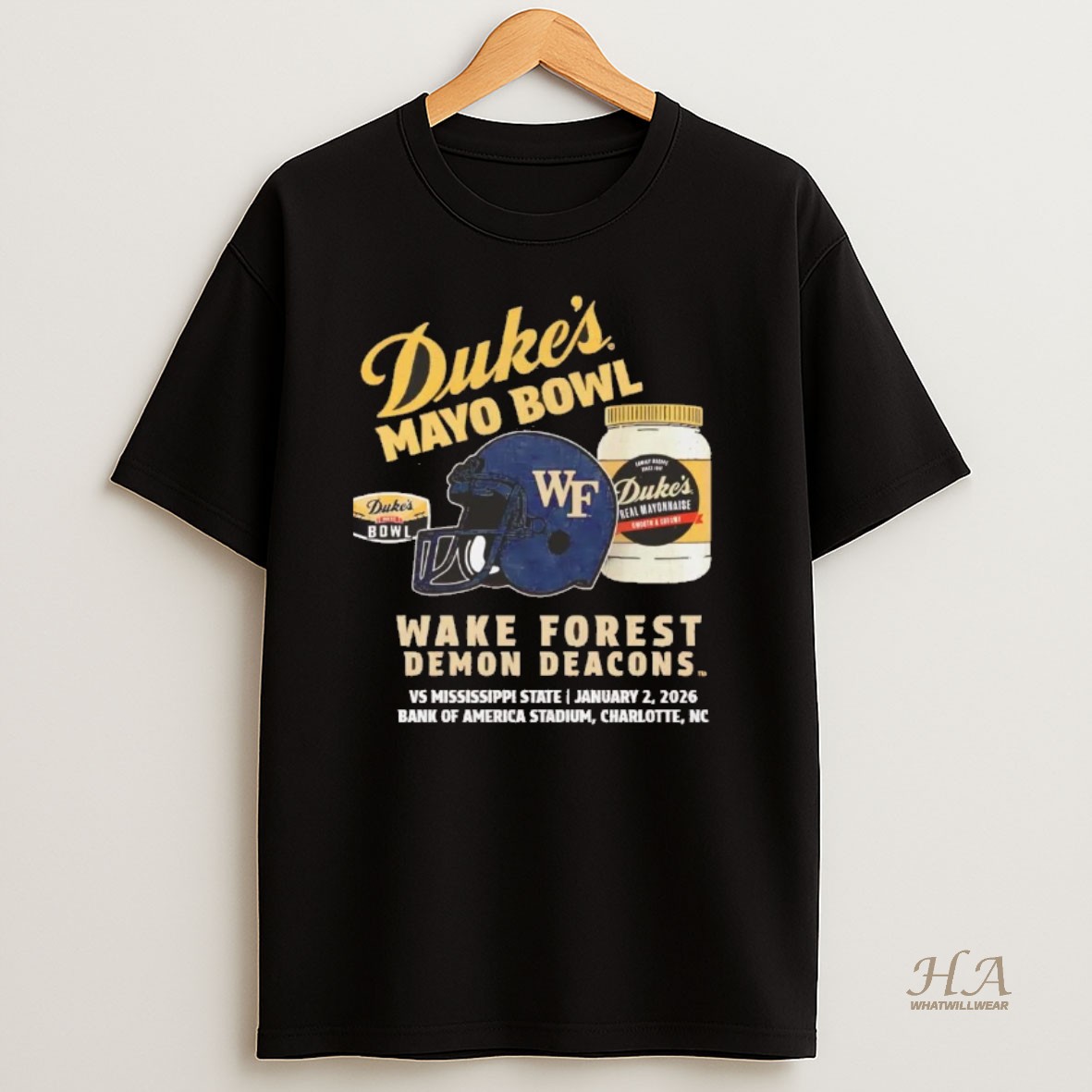 Official Wake Forest Demon Deacons 2026 Dukes Mayo Bowl Helmet Chriast Shirt